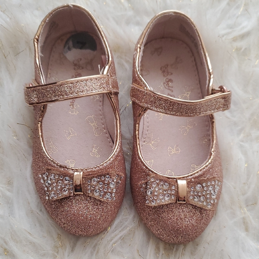 Self Esteem Sparkly Gold Kids Dress Shoes